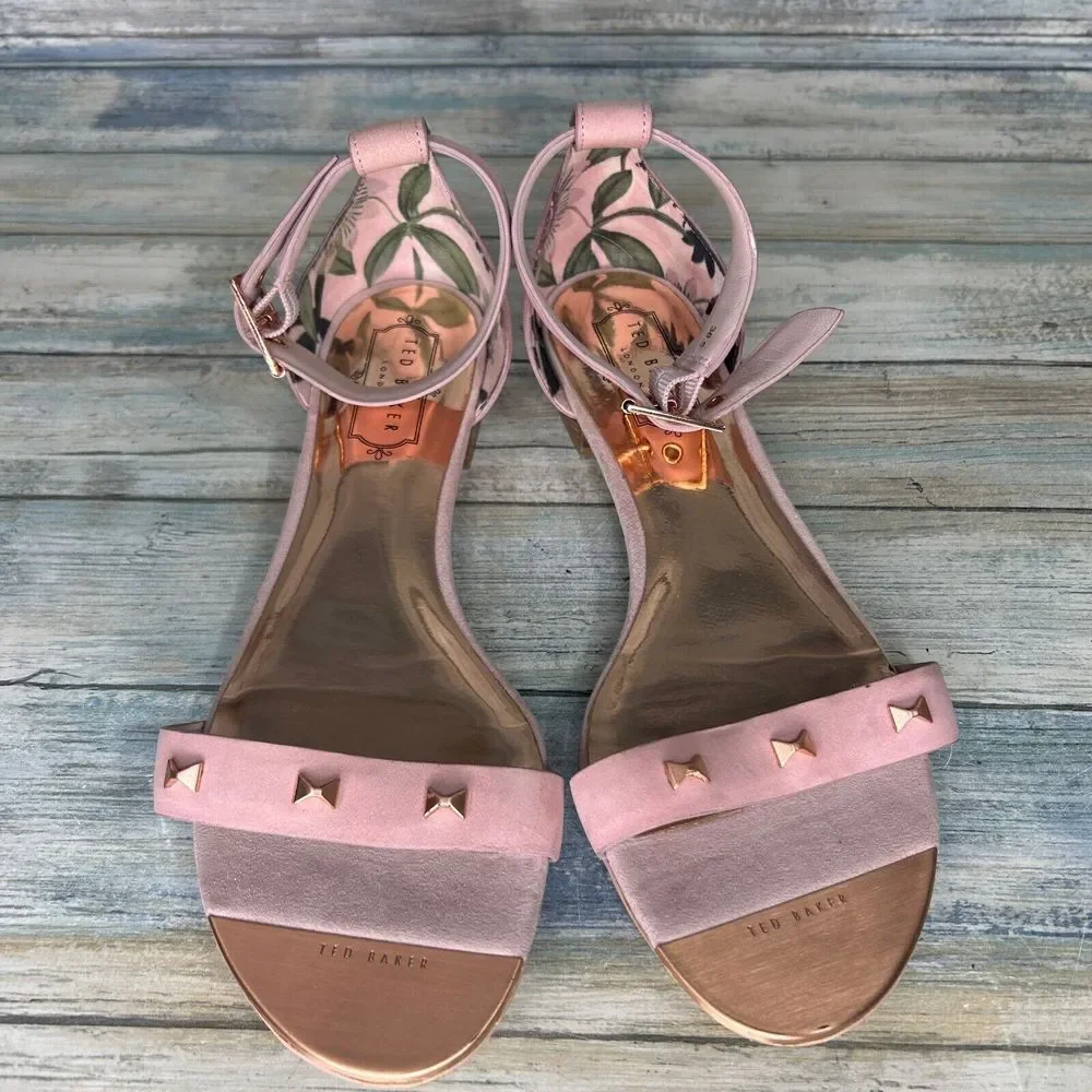 Ted Baker Sandals Womens‎ 38.5 Pink Ovey Studded Buckle